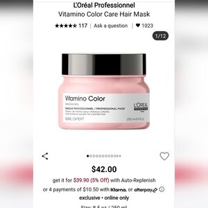 🆕️ L'OREAL PROFESSIONAL VITAMINO COLOUR CARE MASK